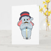 Elephant as Gentleman with Pet & Walting stick Kaart (Gele Bloem)
