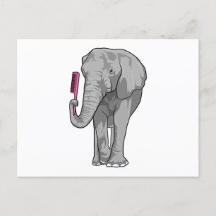 Elephant as Hairdresser with Comb Briefkaart