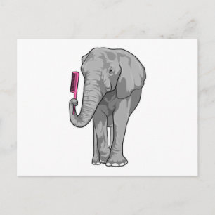 Elephant as Hairdresser with Comb Briefkaart