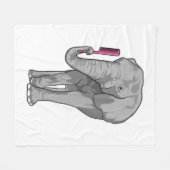Elephant as Hairdresser with Comb Fleece Deken (Voorkant (Horizontaal))