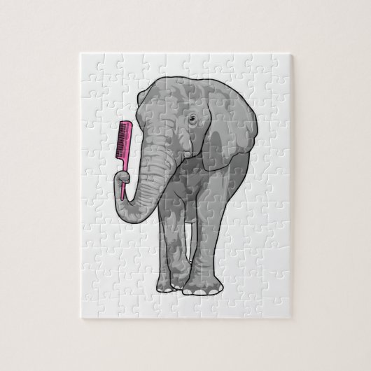 Elephant as Hairdresser with Comb Legpuzzel (Verticaal)