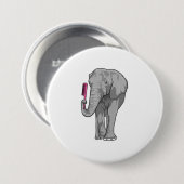 Elephant as Hairdresser with Comb Ronde Button 7,6 Cm (Voorkant /achterkant)