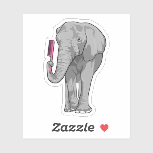 Elephant as Hairdresser with Comb Sticker (Vel)