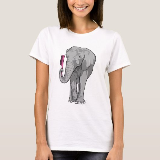 Elephant as Hairdresser with Comb T-shirt (Voorkant)