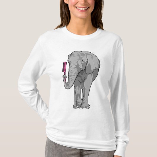 Elephant as Hairdresser with Comb T-shirt (Voorkant)