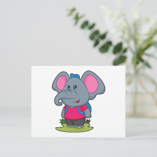 Elephant as Hiker with Backpack Briefkaart (Staand voorkant)