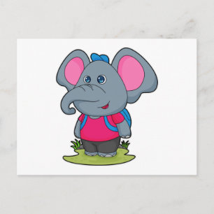 Elephant as Hiker with Backpack Briefkaart