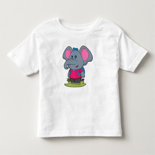Elephant as Hiker with Backpack Kinder Shirts (Voorkant)