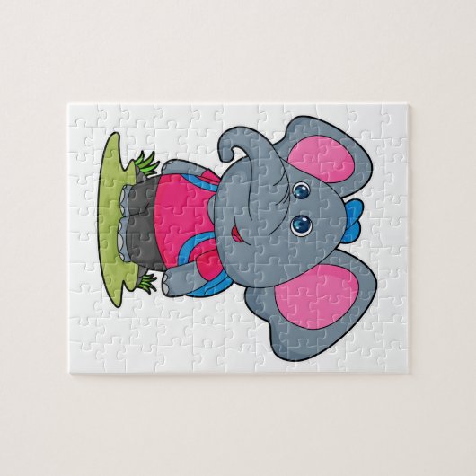 Elephant as Hiker with Backpack Legpuzzel (Horizontaal)
