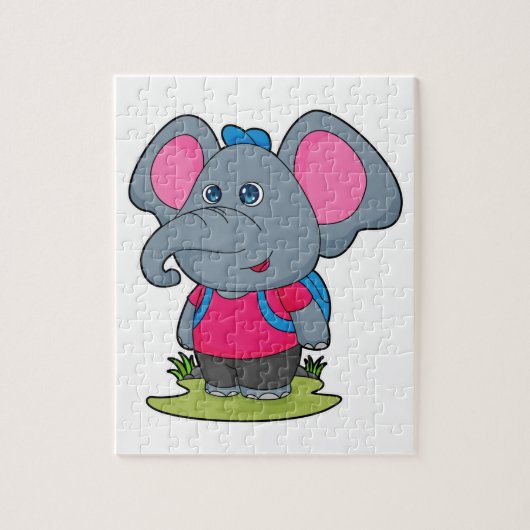 Elephant as Hiker with Backpack Legpuzzel (Verticaal)