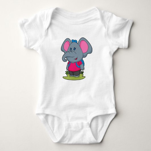 Elephant as Hiker with Backpack Romper (Voorkant)