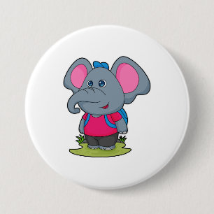 Elephant as Hiker with Backpack Ronde Button 7,6 Cm