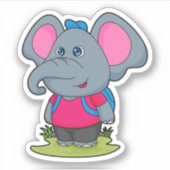 Elephant as Hiker with Backpack Sticker (Voorkant)