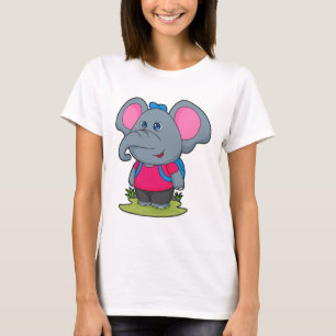 Elephant as Hiker with Backpack T-shirt