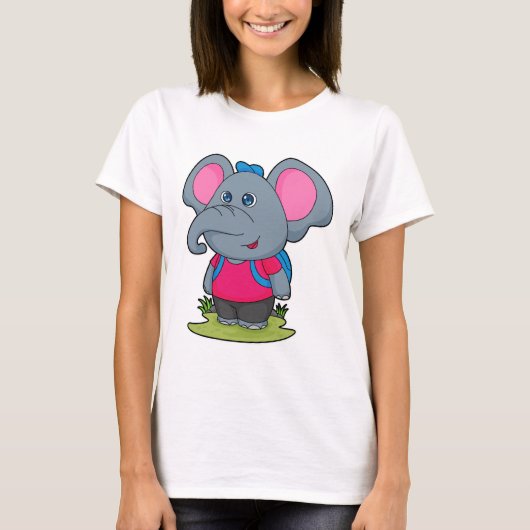 Elephant as Hiker with Backpack T-shirt (Voorkant)