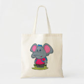 Elephant as Hiker with Backpack Tote Bag (Voorkant)