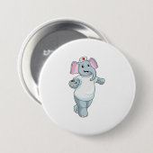 Elephant as Nurse with Medicine Ronde Button 7,6 Cm (Voorkant /achterkant)