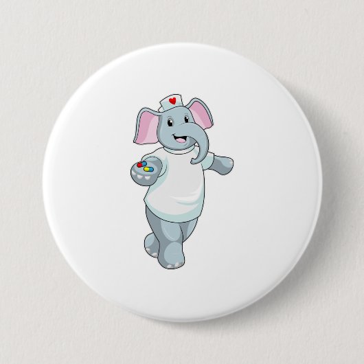Elephant as Nurse with Medicine Ronde Button 7,6 Cm (Voorkant)