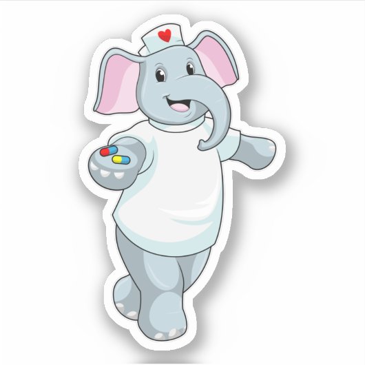 Elephant as Nurse with Medicine Sticker (Voorkant)