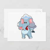 Elephant as Waiter with Platter Briefkaart (Voorkant / Achterkant)