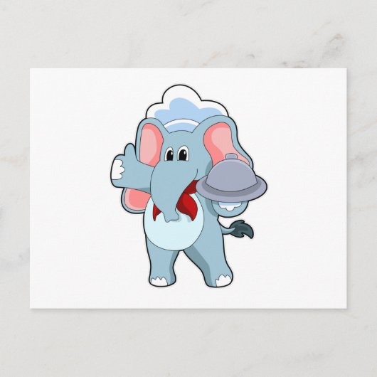 Elephant as Waiter with Platter Briefkaart (Voorkant)