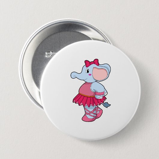 Elephant at Ballet with Skirt Ronde Button 7,6 Cm (Voorkant /achterkant)