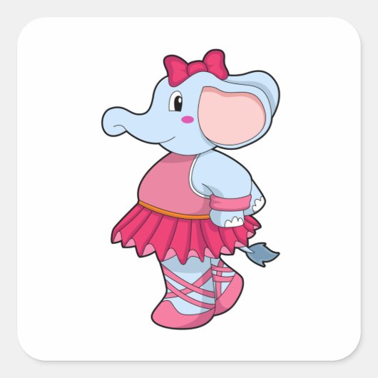 Elephant at Ballet with Skirt Vierkante Sticker (Voorkant)
