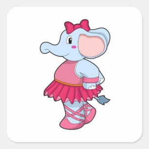 Elephant at Ballet with Skirt Vierkante Sticker