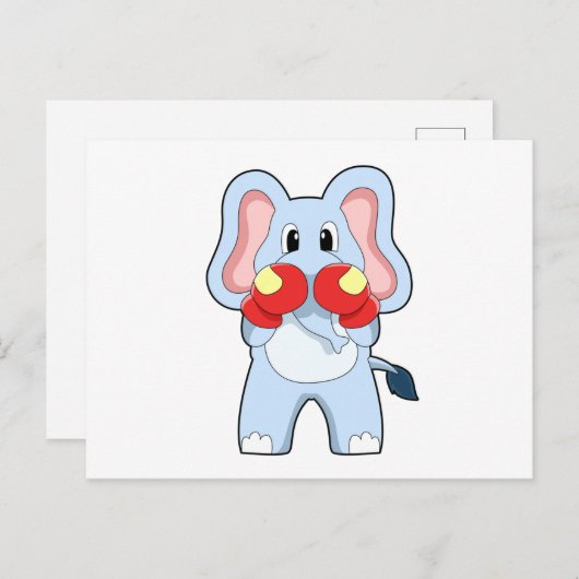 Elephant at Boxing with Boxing gloves Briefkaart (Voorkant / Achterkant)
