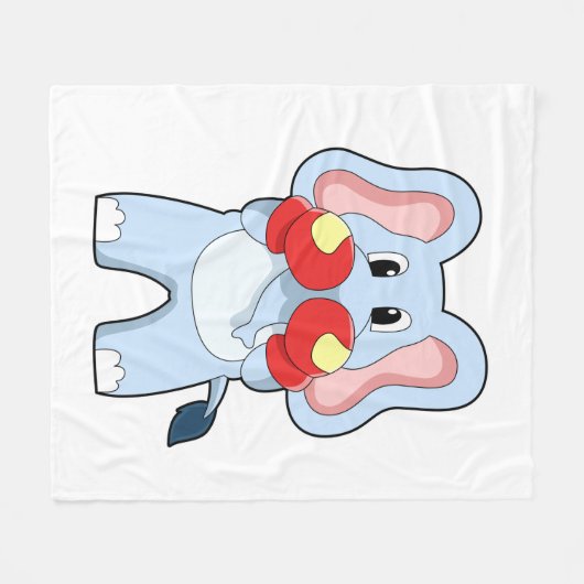 Elephant at Boxing with Boxing gloves Fleece Deken (Voorkant (Horizontaal))