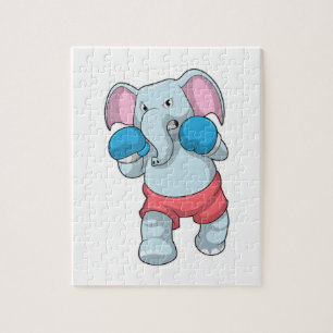 Elephant at Boxing with Boxing gloves Legpuzzel