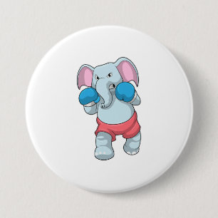 Elephant at Boxing with Boxing gloves Ronde Button 7,6 Cm
