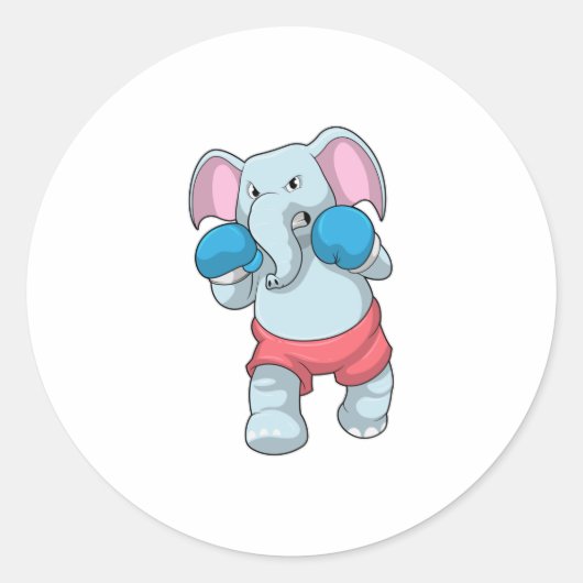Elephant at Boxing with Boxing gloves Ronde Sticker (Voorkant)
