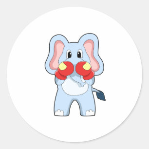 Elephant at Boxing with Boxing gloves Ronde Sticker