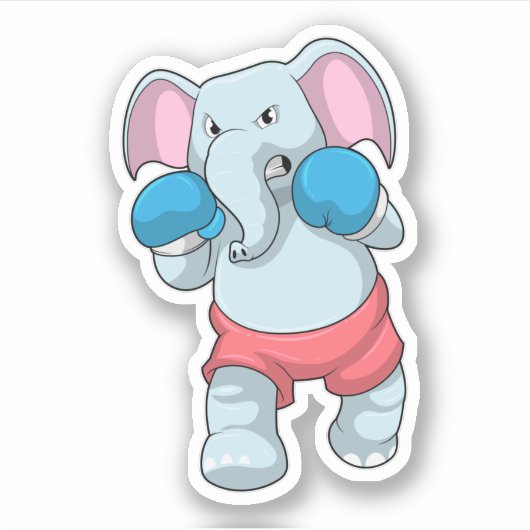 Elephant at Boxing with Boxing gloves Sticker (Voorkant)