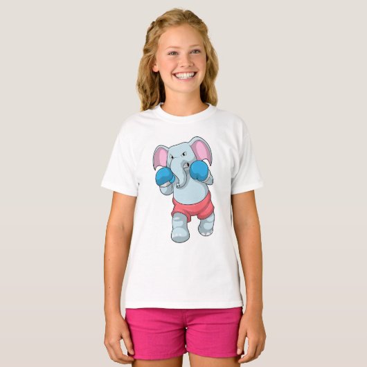 Elephant at Boxing with Boxing gloves T-shirt (Voorkant volledig)
