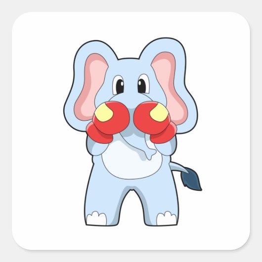 Elephant at Boxing with Boxing gloves Vierkante Sticker (Voorkant)