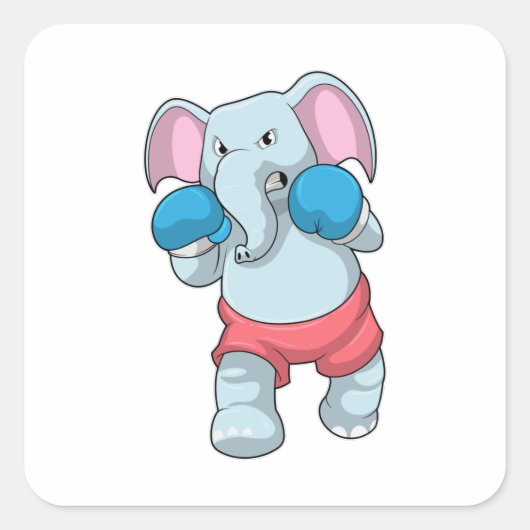 Elephant at Boxing with Boxing gloves Vierkante Sticker (Voorkant)