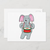 Elephant at Music with Drum Briefkaart (Voorkant / Achterkant)