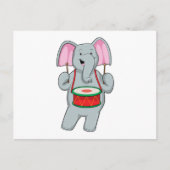 Elephant at Music with Drum Briefkaart (Voorkant)