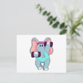 Elephant at Strength training with Dumbbells Briefkaart (Staand voorkant)