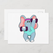 Elephant at Strength training with Dumbbells Briefkaart (Voorkant / Achterkant)
