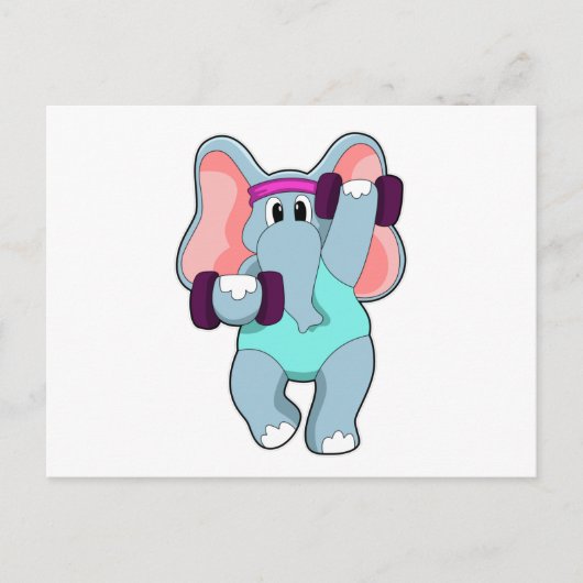 Elephant at Strength training with Dumbbells Briefkaart (Voorkant)