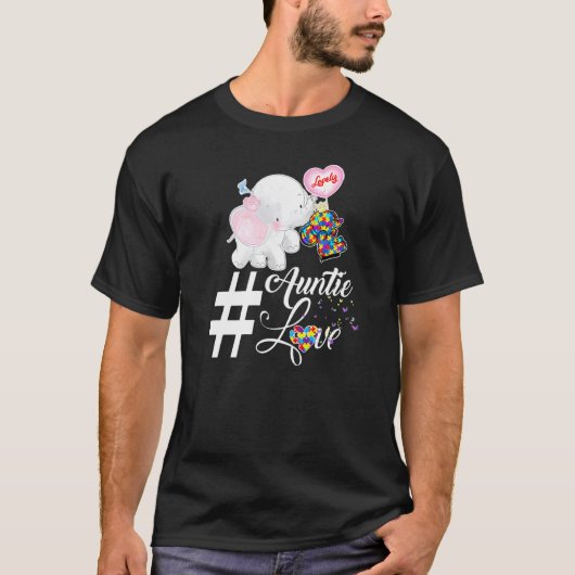Elephant Auntie Autism Love T-shirt (Voorkant)