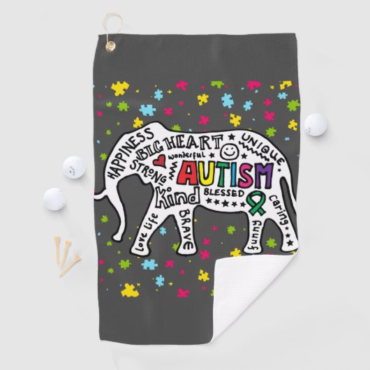Elephant Autism Awareness Golf Golfhanddoek (Insitu)