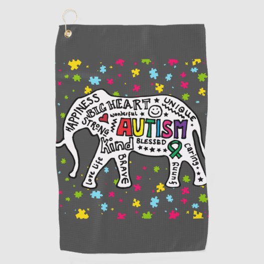Elephant Autism Awareness Golf Golfhanddoek (Voorkant)