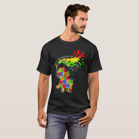 Elephant Autism Different Not Less Be Kind Puzzle  T-shirt (Voorkant volledig)