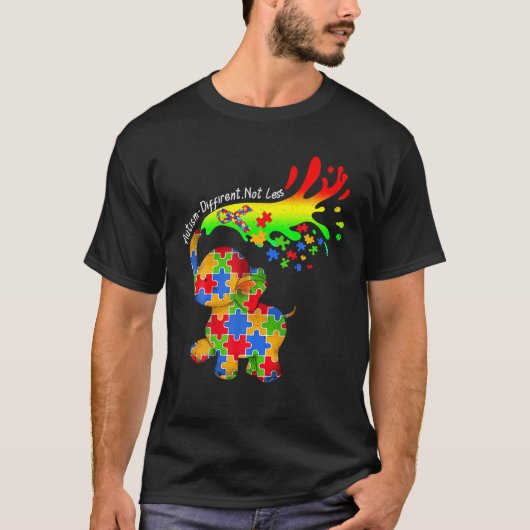 Elephant Autism Different Not Less Be Kind Puzzle T-shirt (Voorkant)
