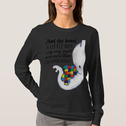 Elephant Autism Mam en ze hield van Herself Boys A T-shirt (Voorkant)