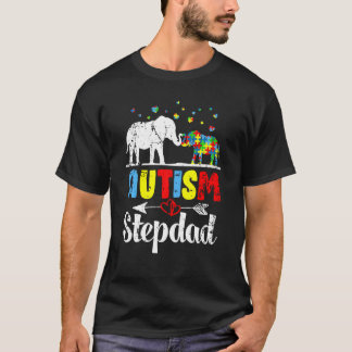 Elephant Autism Stepdad Puzzle Heart Love Autism A T-shirt